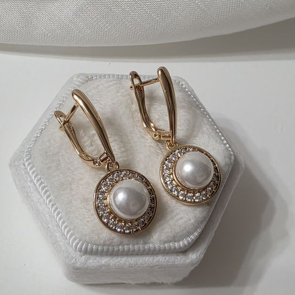 Сережки из медицинского золота с позолотой Стильные жемчужины 3085752379 фото
