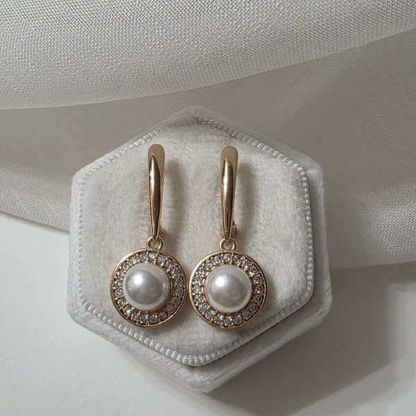 Сережки из медицинского золота с позолотой Стильные жемчужины 3085752379 фото