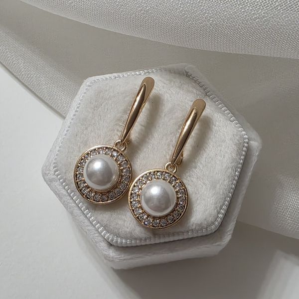 Сережки из медицинского золота с позолотой Стильные жемчужины 3085752379 фото