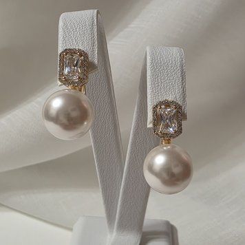 Сережки из медицинского золота с позолотой Стильные жемчужины 3085730923 фото