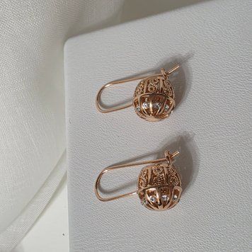 Сережки из медицинского золота с позолотой Сережки Ажурный шарик 11 мм 3085680828 фото