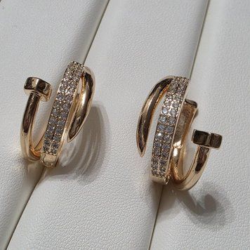 Сережки з медичного золота з позолотою 3086032032 фото