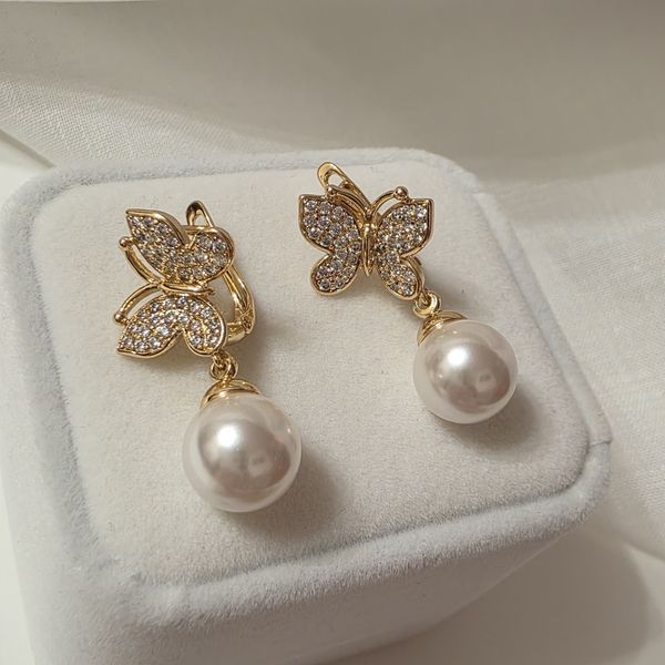 Сережки из медицинского золота с позолотой Стильные жемчужины 3085733064 фото