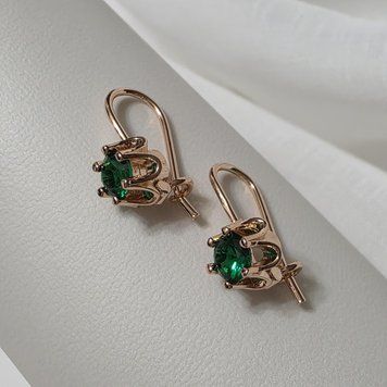 Сережки з медичного золота з позолотою Зелені 3102938301 фото