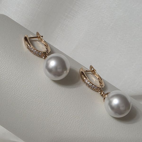 Сережки из медицинского золота с позолотой Стильные жемчужины 3125168717 фото
