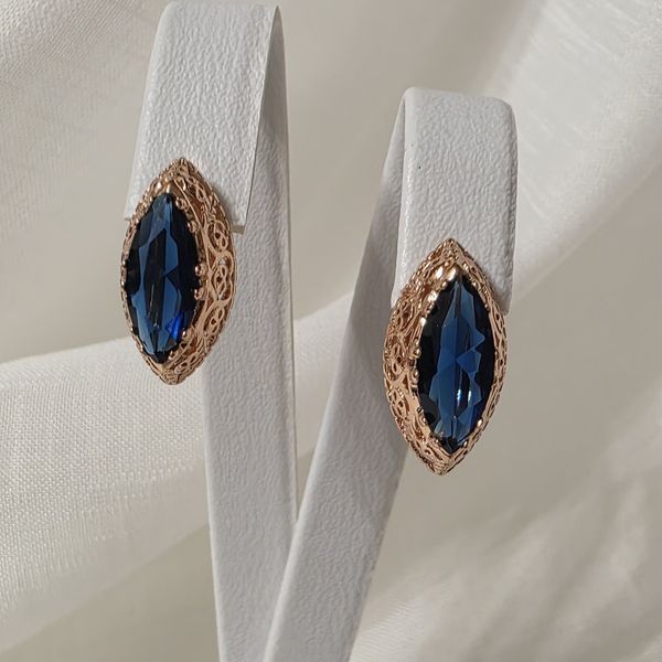Сережки з медичного золота з позолотою 3102934397 фото
