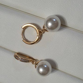 Сережки з медичного золота з позолотою 32569 фото