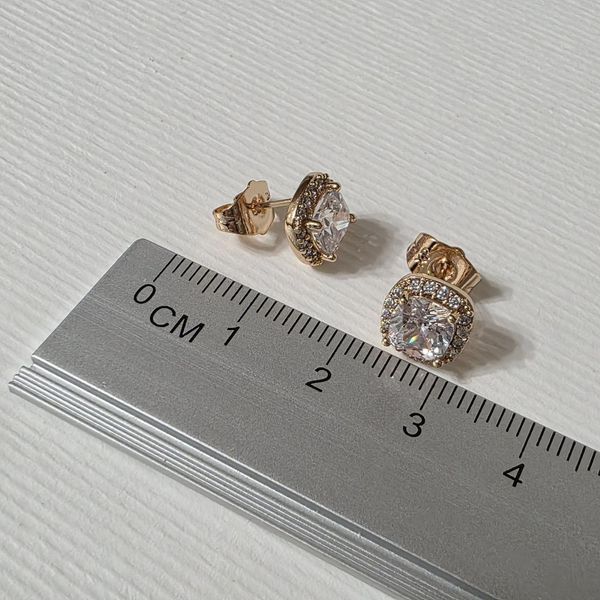 Сережки из медицинского золота с позолотой Сережи пусеты гвоздики 3125176209 фото