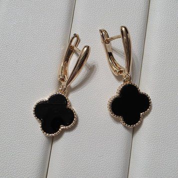 Сережки из медицинского золота с позолотой Сережки Цветок Клевера 3085996679 фото
