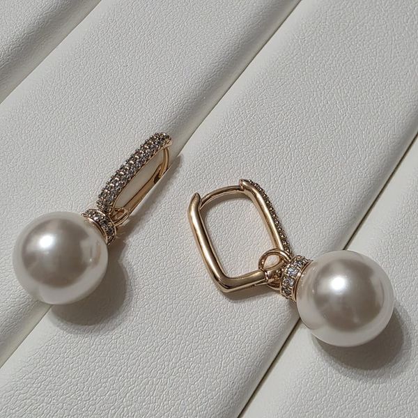 Сережки из медицинского золота с позолотой Стильные жемчужины 3091489438 фото